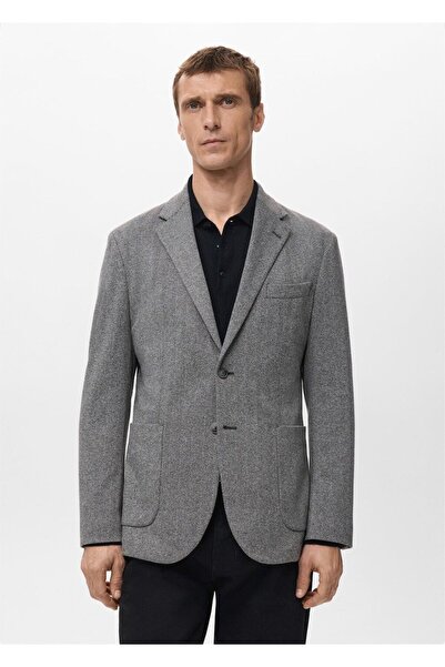 MANGO Man Dar kesim balıksırtı desenli blazer ceket