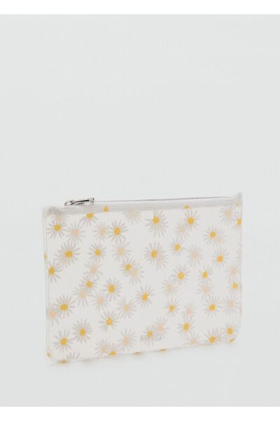 MANGO Woman Mini vinil çiçekli kozmetik çantası