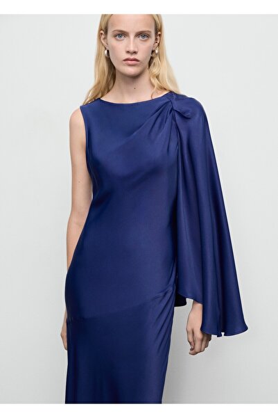 MANGO Woman Asimetrik saten elbise