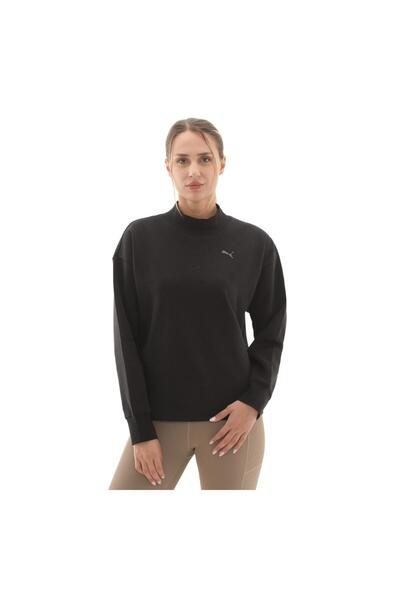 Puma 688152-01 Her Relaxed Crew Fl Γυναικείο φούτερ μαύρο