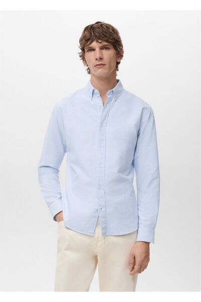 MANGO Man Kodak çizgili %100 pamuklu gömlek