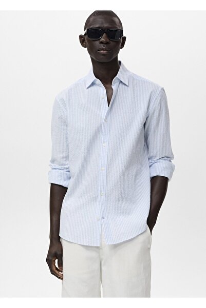 MANGO Man Regular fit çizgili dokulu gömlek