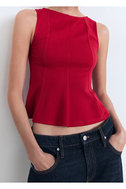 MANGO Woman Peplum üst dikiş detaylarıyla