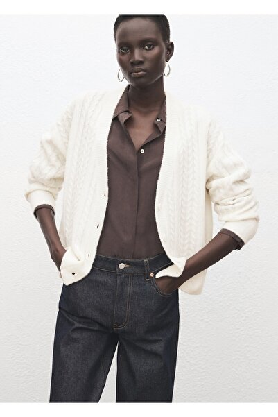 MANGO Woman Örgü desenli triko hırka