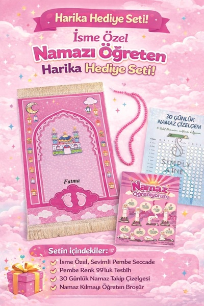 simply line İSİMLİ Namaz öğreniyorum broşürü ve çizelgesi tesbih erkek kız ço...