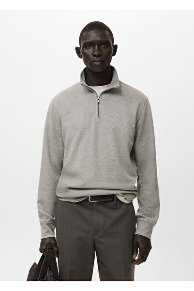 MANGO Man Regular kesim fermuarlı yaka sweatshirt