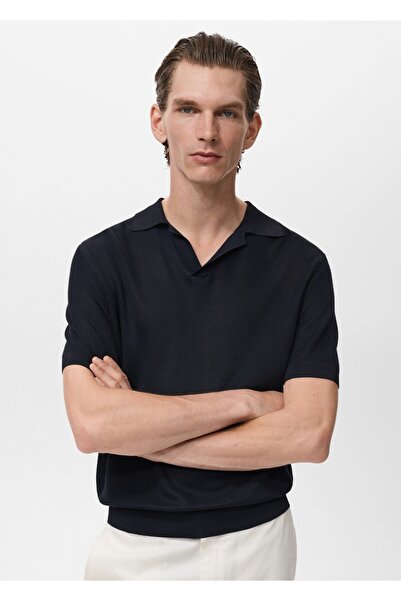 MANGO Man İnce triko pamuklu polo gömlek