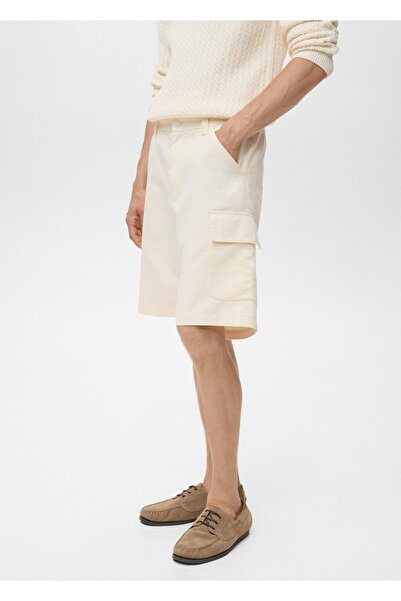 MANGO Man Lyocell pamuklu kargo bermuda şort