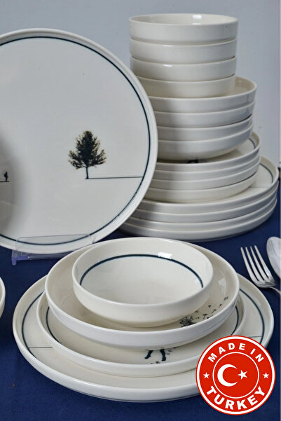 Farika Porselen طقم عشاء من البورسلين مطبوع رقميًا مكون من 24 قطعة لستة أشخاص...