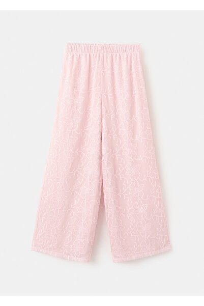 MANGO Kids İşlemeli dökümlü pantolon