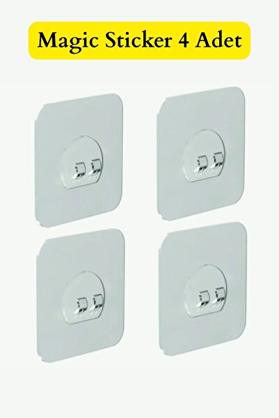 KARTEYA Yedek 4 Adet Süper Güçlü Yapışkanlı Sticker Sihirli Yapışkan