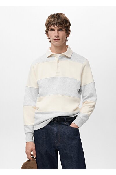 MANGO Man Çizgili polo sweatshirt