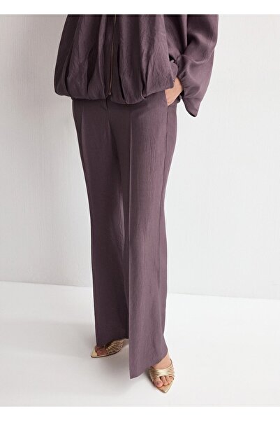 MANGO Woman Düz kesim orta belli pantolon