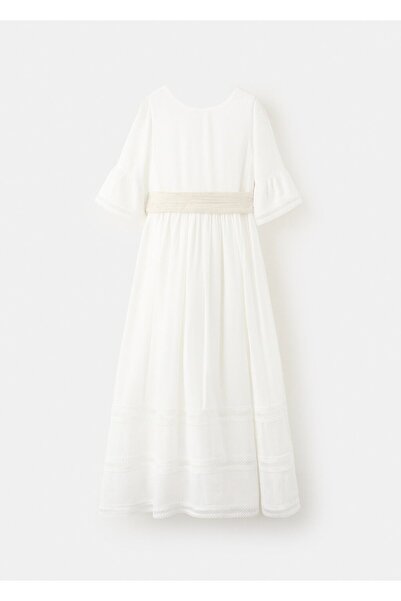 MANGO Kids Keten karışımlı uzun elbise