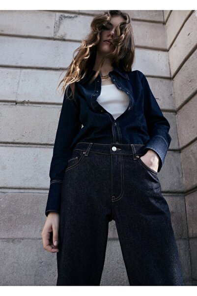 MANGO Woman Paçaları kıvrık jean