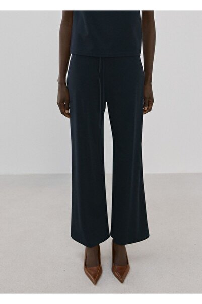 MANGO Woman Beli bağcıklı düz kesim pantolon