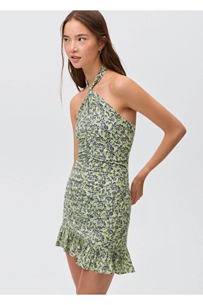 Mango Teen Çiçek desenli halter yaka elbise