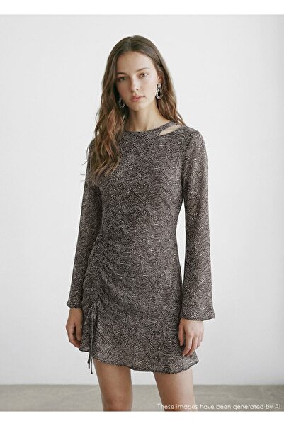 Mango Teen Desenli dökümlü elbise