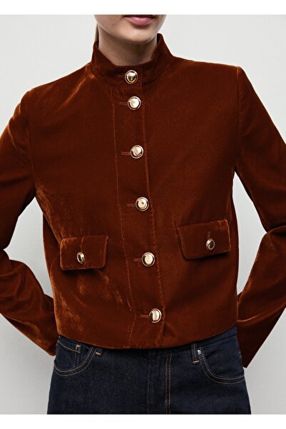 MANGO Woman Düğmeli kadife ceket
