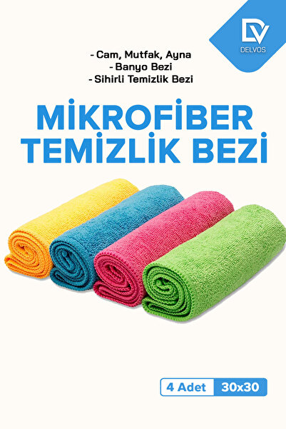 EMORFOHOME 4'lü Mikrofiber Bez, Sihirli Temizlik Bezi, Cam, Araba Silme Bezi,...