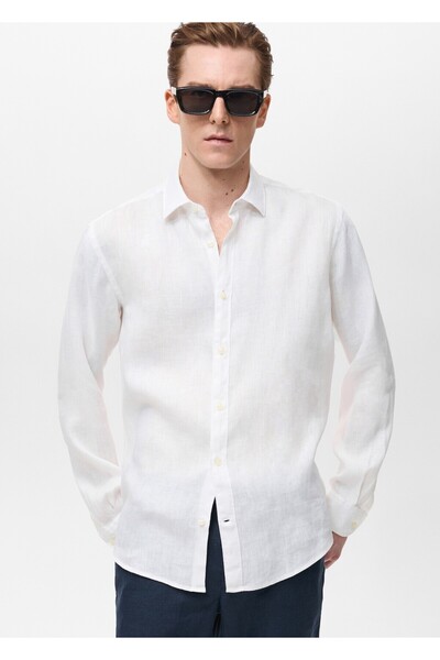 MANGO Man %100 keten gömlek