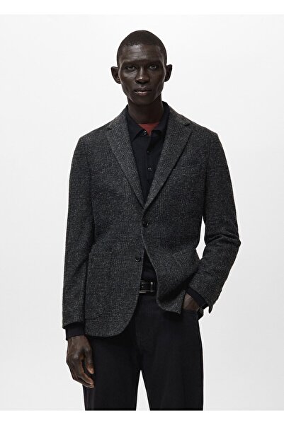 MANGO Man Dar kesim yün karışımlı blazer ceket