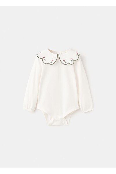 MANGO Baby İşlemeli babydoll yaka body