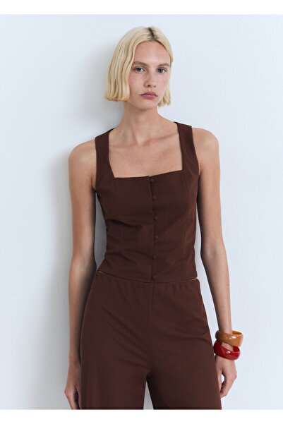 MANGO Woman Düğmeli pamuklu bluz