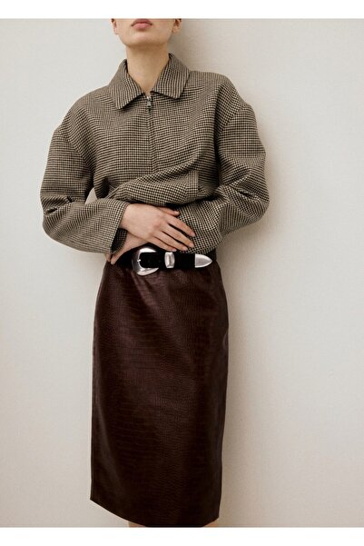 MANGO Woman Timsah derisi görünümlü midi etek