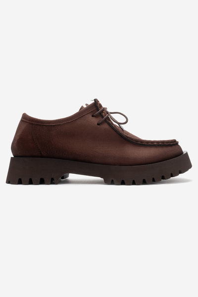 Lizy Shoes Brown Lace Detailed Suede Women's Loafer