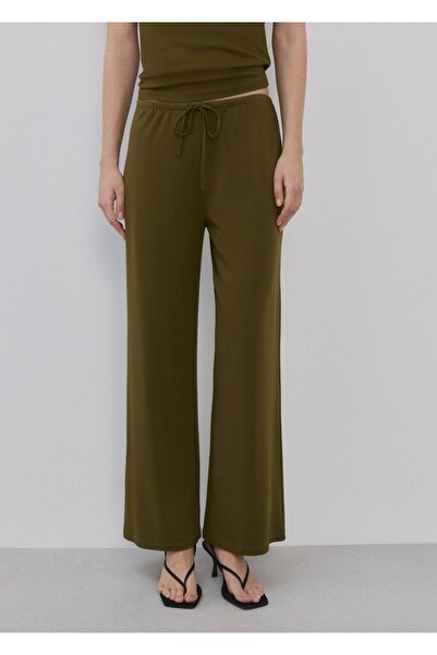 MANGO Woman Beli bağcıklı düz kesim pantolon