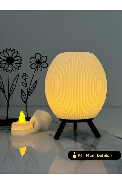 3D Ev Dekorayson Abajur Mumluk Pilli Mum İle Çalışır