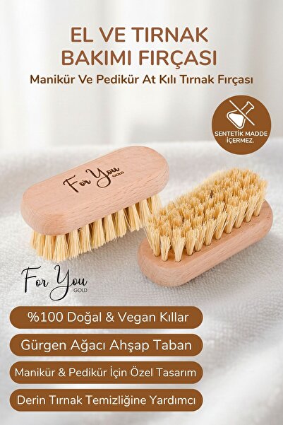 For You Gold El Ve Tırnak Bakımı Fırçası Manikür Ve Pedikür At Kılı Tırnak Fı...