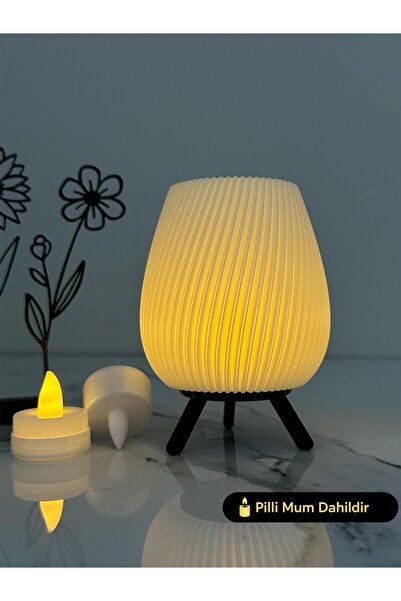 3D Ev Dekorayson Abajur Mumluk Pilli Mum İle Çalışır
