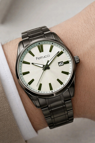 Ferrucci Men's Wristwatch with Calendar Steel Band Steel Case 3 Atm Water Res...