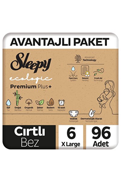 Sleepy Ecologic Premium Plus Avantajlı Paket Bebek Bezi 6 Numara Xlarge 96 Adet
