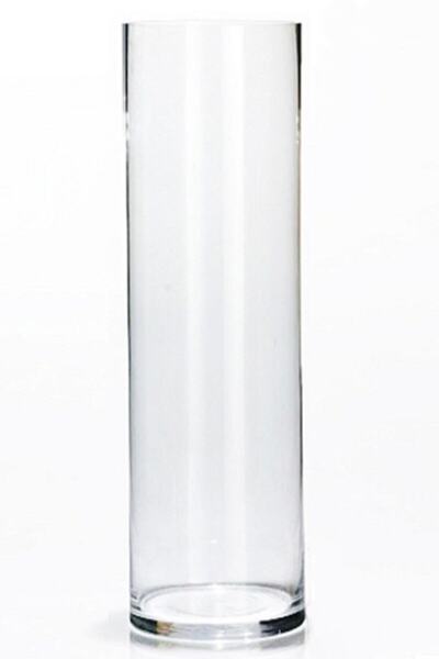 GLASSY Cam Silindir Vazo ( 15 Cm Çap - 50 Cm Yükseklik )