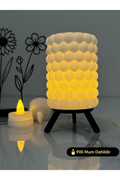 3D Ev Dekorayson Abajur Mumluk Pilli Mum İle Çalışır