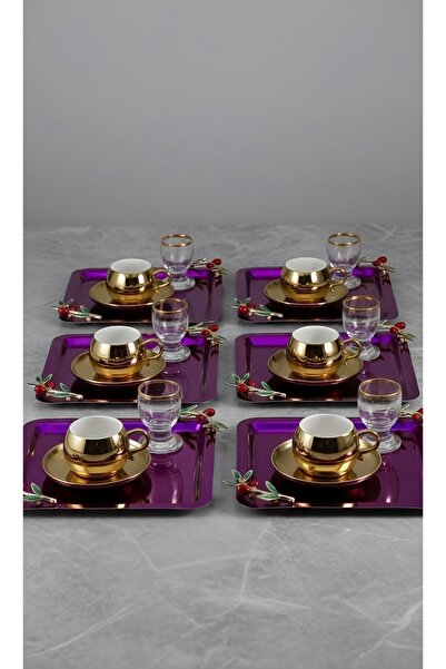 SİNİ Zeytin Dalı Aksesuarlı Paslanmaz Çelik 6 Adet Kare Pembe Lüx Kahve, Çay ...