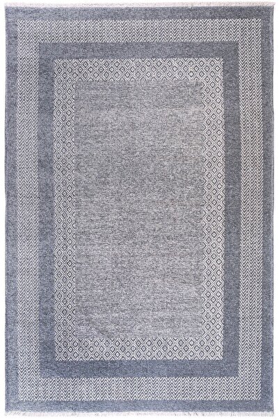 MYHOME HALI Nordi 11543-j Çerçeve Desenli Yıkanabilir Salon Mutfak Yolluk Mav...