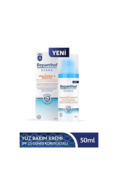 Bepanthol Derma Nemlendirici & Besleyici Spf 25 Güneş Koruyuculu Günlük Yüz Bakım Kremi 50 Ml