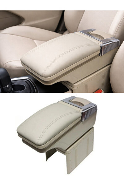KAPOTO Universal Tüm Araçlara Uyumlu Bej Sürgülü Kol Dayama Kolçak Bardaklık ...