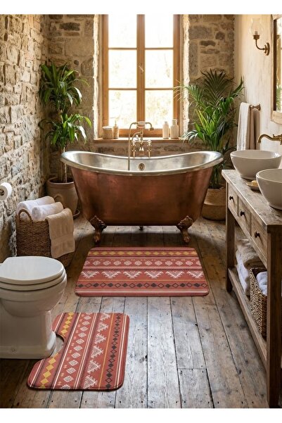 OEM Set covoras de baie traditional, 100% microfibra, rosu