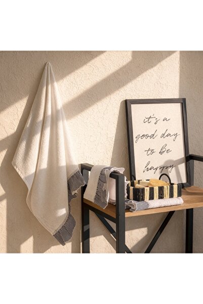 Evidea Πετσέτα χεριών Soft French Cottage Twin Line Patterned - Εκρού - 30x50 cm