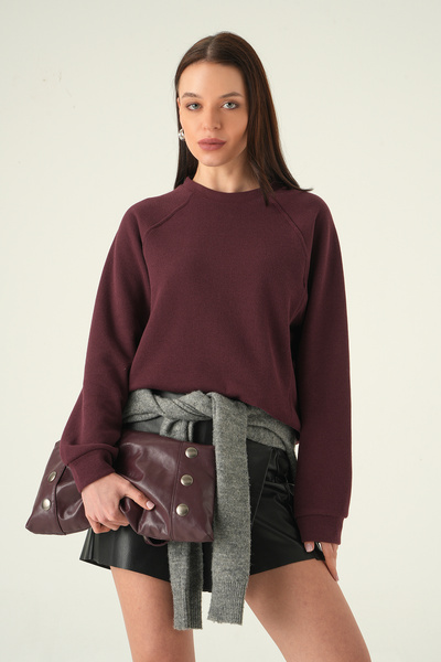 Rays Crew Neck Sweater Plum 8271A
