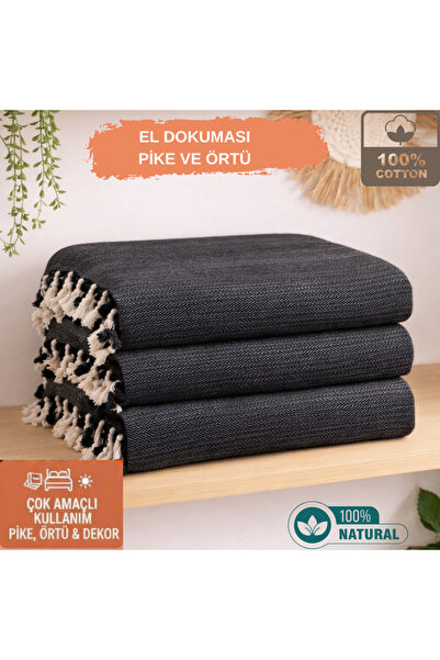 CESSTORE غطاء سرير مزدوج من القطن 100% مع شراشيب، مقاس 200×240 سم