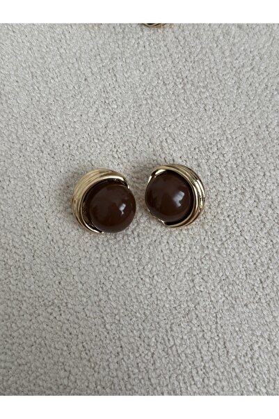 STOLIA VIP Yuvarlak Kahverengi Vintage Küpe