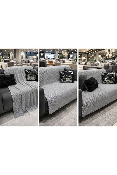 Gizo Home Siyah Renk Pamuklu Koltuk Örtüsü 170x210 cm Çok Amaçlı Örtü Yıkanab...