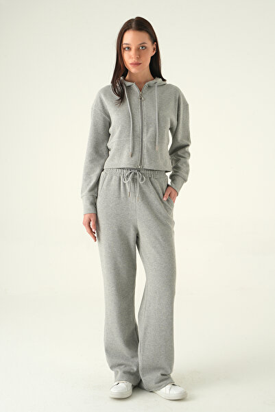 Rays Gray Hooded Cardigan Trouser Set 3097A