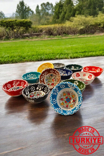 FARİKA 12 قطعة من أوعية التقديم الخزفية مقاس 8 سم (صنع في تركيا)